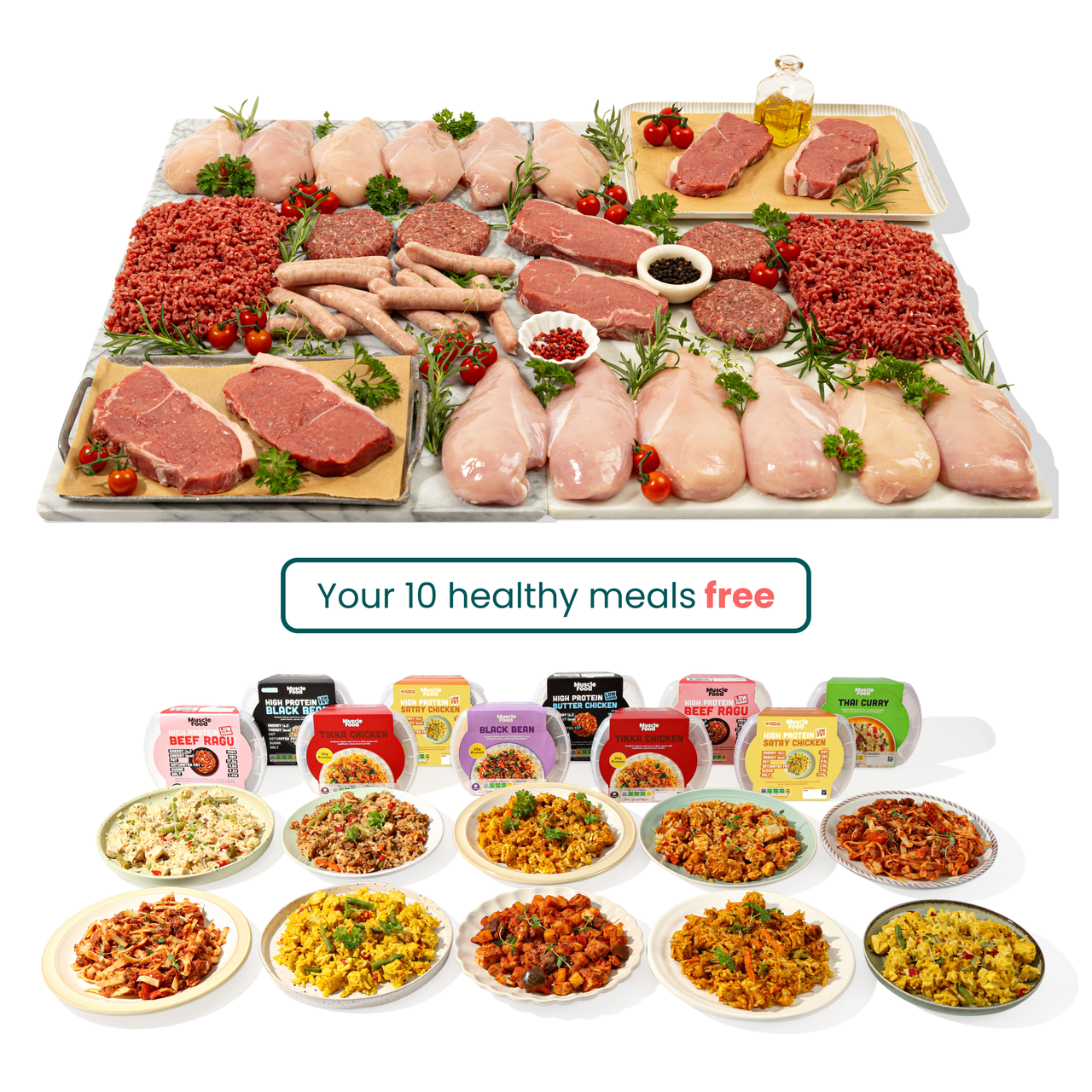 Buy one meat hamper & get 10 healthy ready meals for free