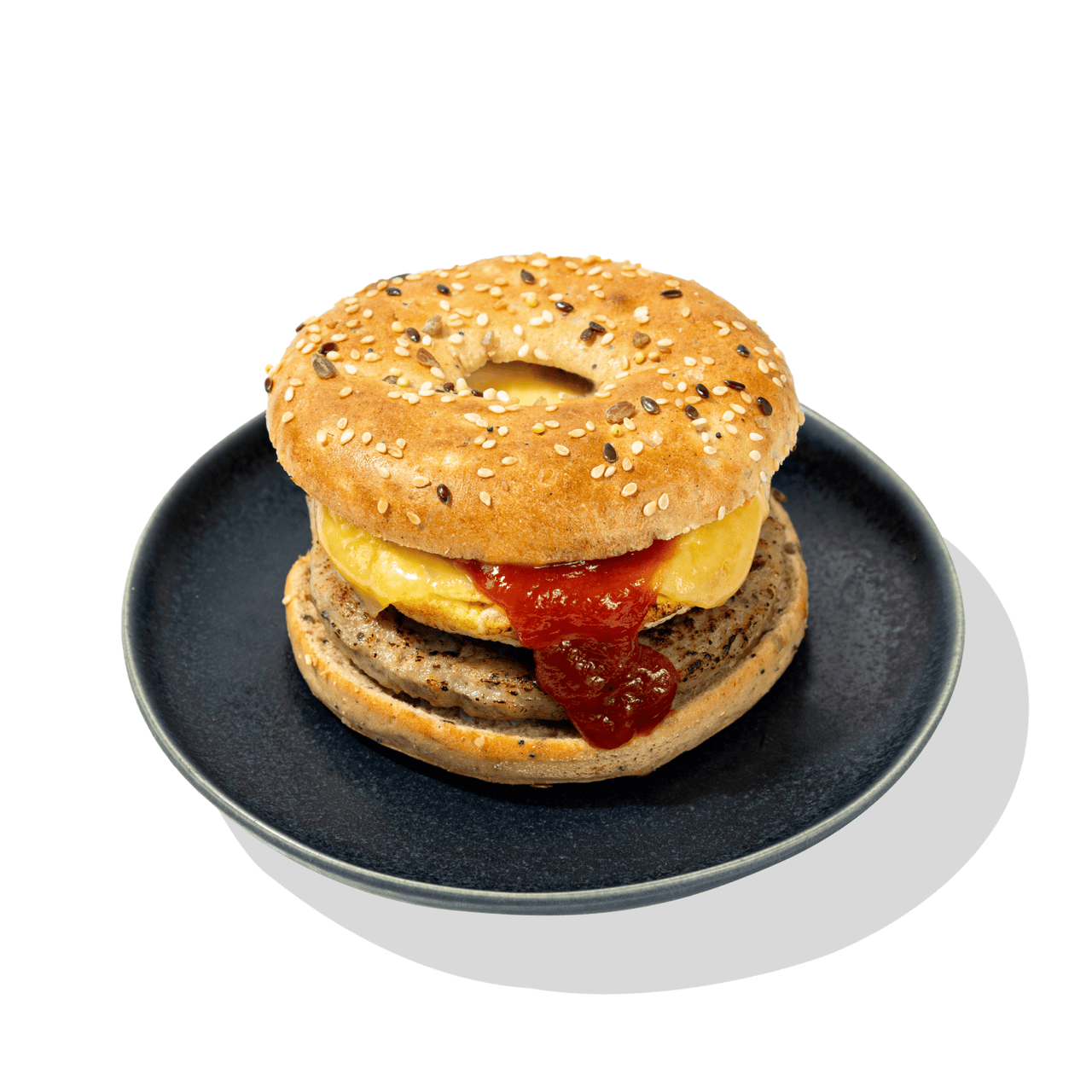 High Protein Breakfast Sausage Bagel